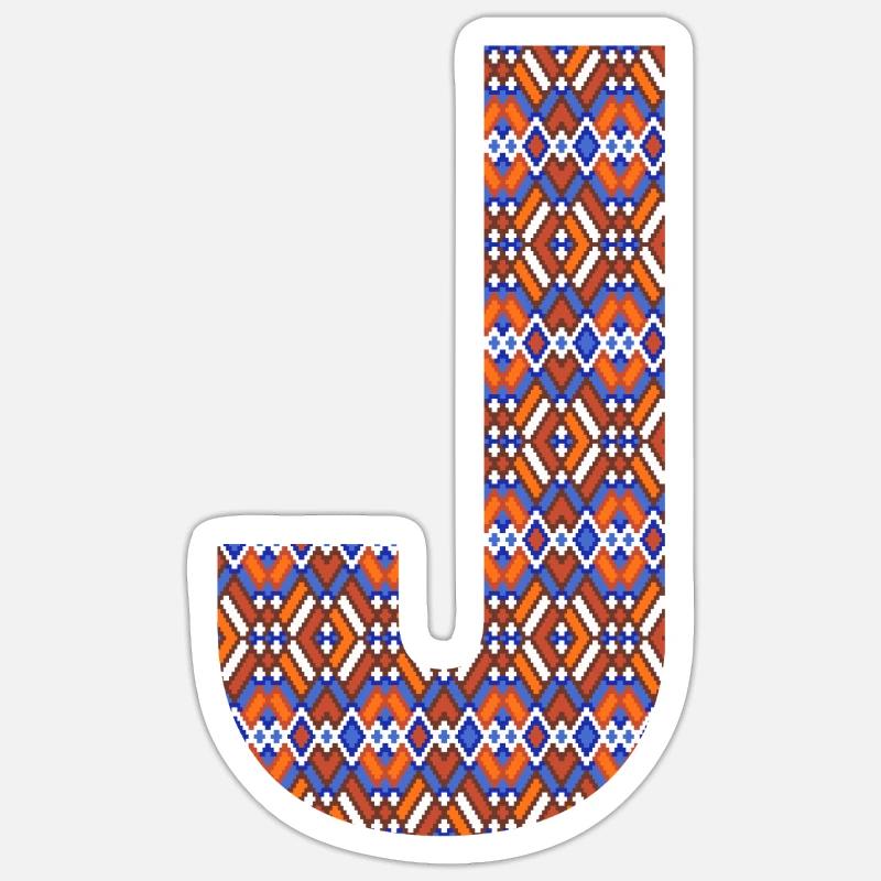 Monogram Letter J- geometric pattern Sticker size S (10 x 10 cm)