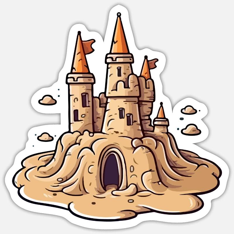 Le château de sable orange Sticker taille S (10 x 10 cm)