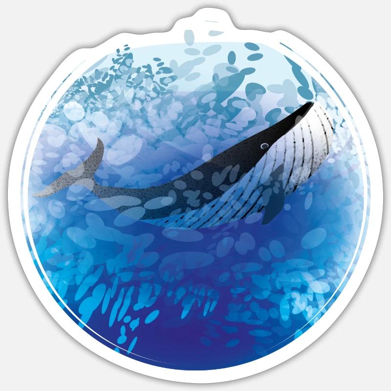 Blauwal - Sticker Größe S (10 x 10 cm) - Mattweiß