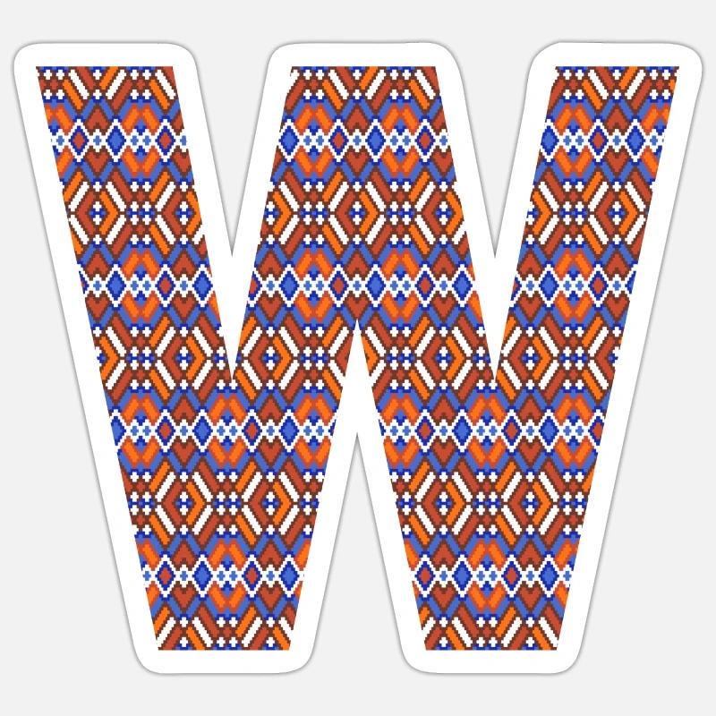 Monogram Letter W- geometric pattern Sticker size S (10 x 10 cm)