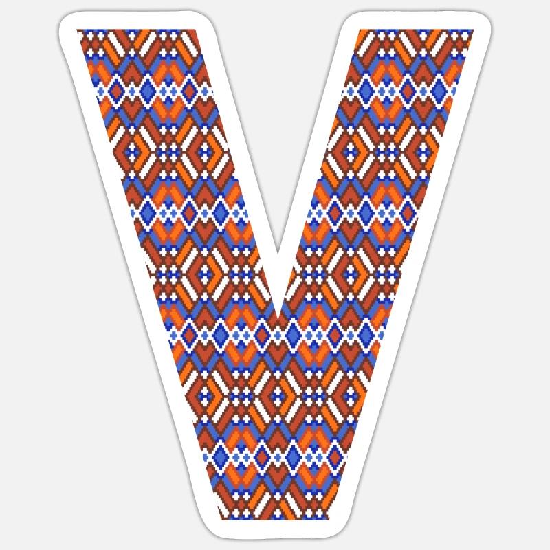 Monogram Letter V- geometric pattern Sticker size S (10 x 10 cm)