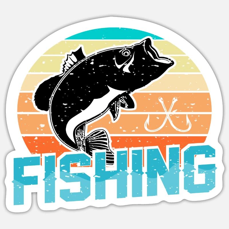 Pêche Pêche Pêcheurs - Sticker taille S (10 x 10 cm) - blanc mat