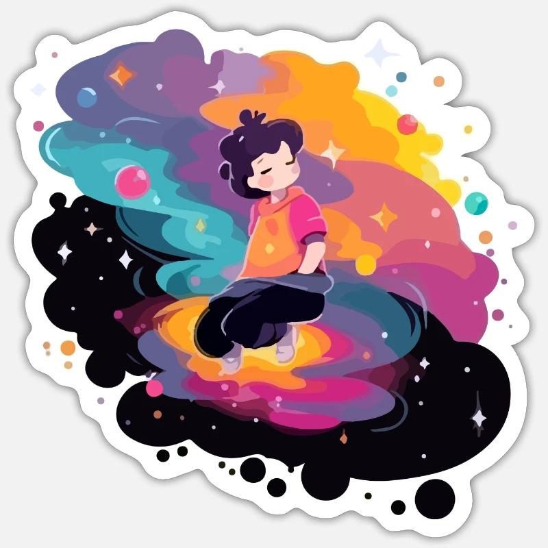 Anais dans l'espace - Sticker taille S (10 x 10 cm) - blanc mat