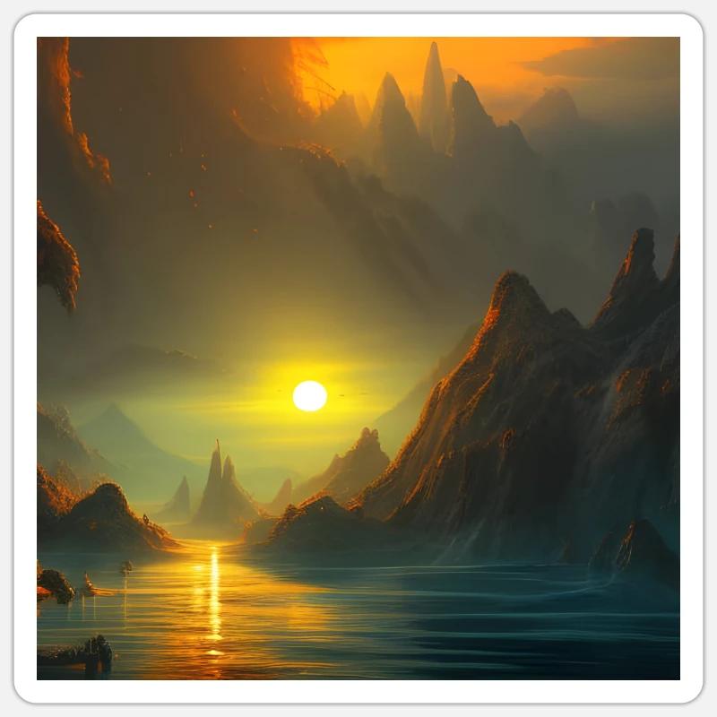 Coucher de soleil - Sticker taille S (10 x 10 cm) - blanc mat