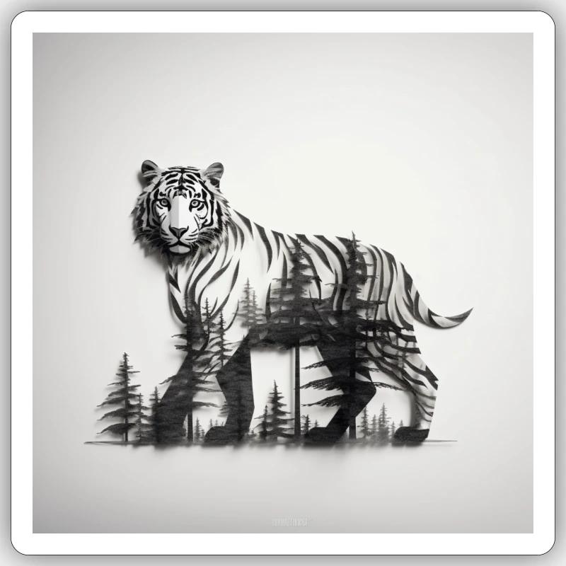 Tiger - Sticker Größe S (10 x 10 cm) - Mattweiß