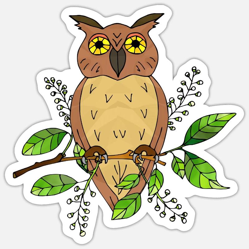 Eulenvogel - Sticker Größe S (10 x 10 cm) - Mattweiß