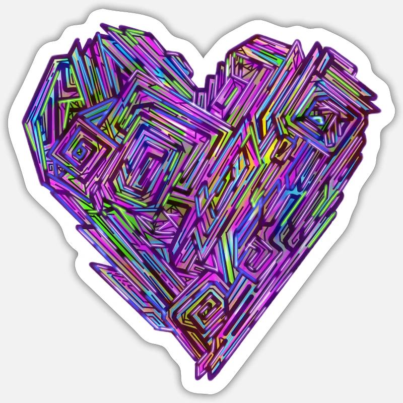 Bismuth Heart Sticker taille S (10 x 10 cm)