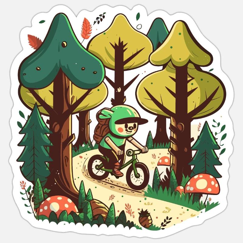 Balade en forêt - Sticker taille S (10 x 10 cm) - blanc mat