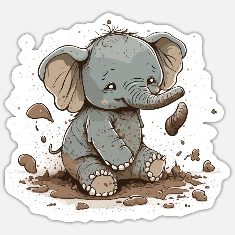 Aventure boueuse - Sticker taille S (10 x 10 cm) - blanc mat