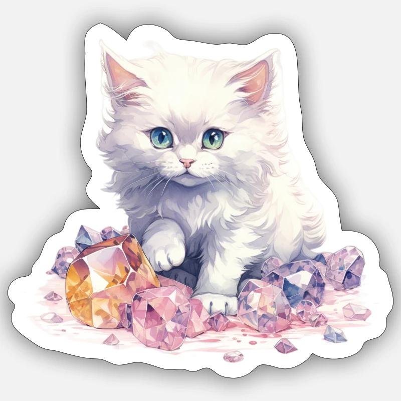 Pierre de naissance Chat Octobre Sticker taille S (10 x 10 cm)
