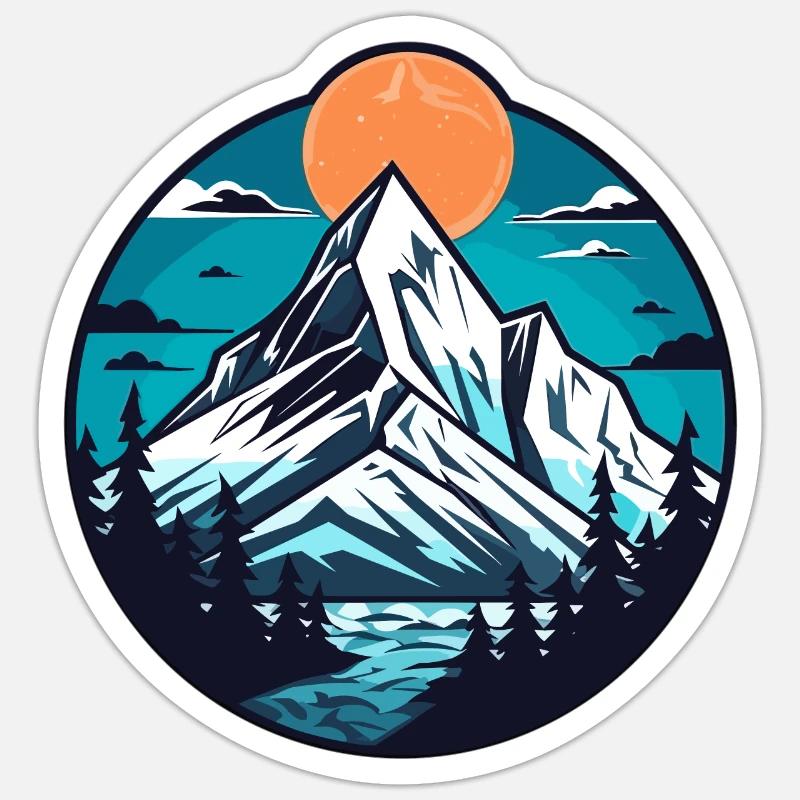 Mountain Moon Sticker Größe S (10 x 10 cm)