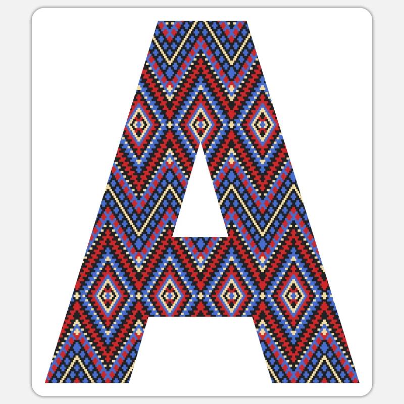 Monogramm Buchstabe A - boho buntes Design Sticker Größe S (10 x 10 cm)