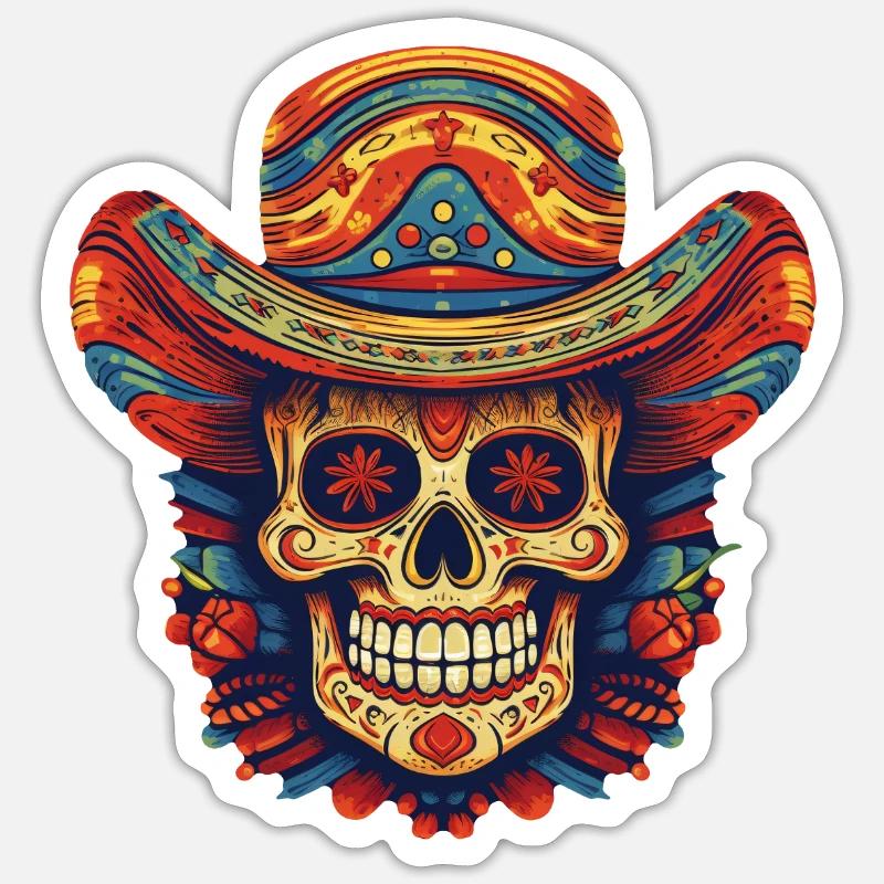 Cinco de Mayo Skull - Sticker Größe S (10 x 10 cm) - Mattweiß