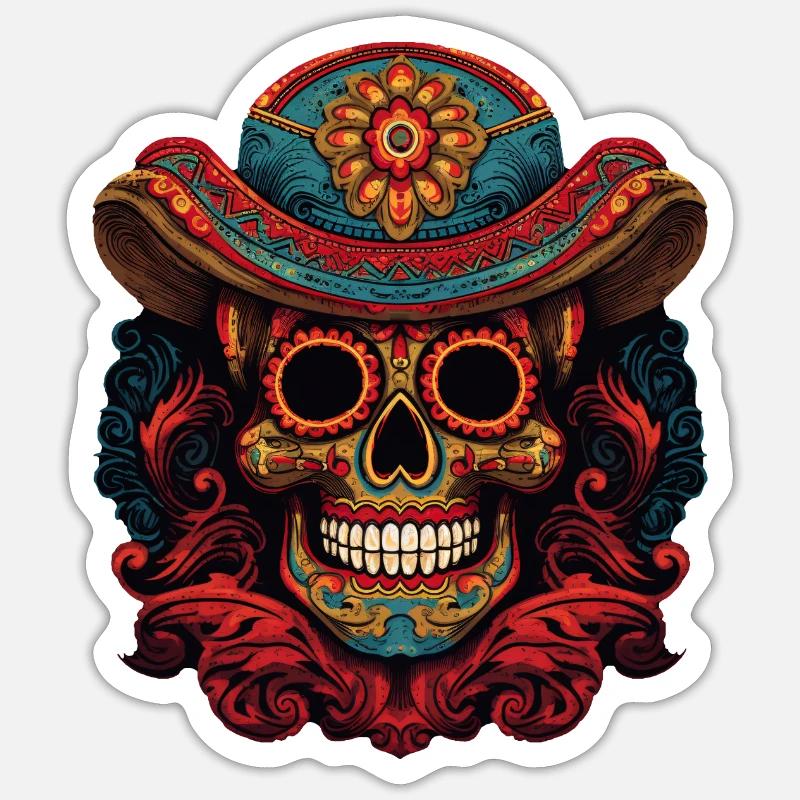 Cinco de Mayo Skull - Sticker Größe S (10 x 10 cm) - Mattweiß