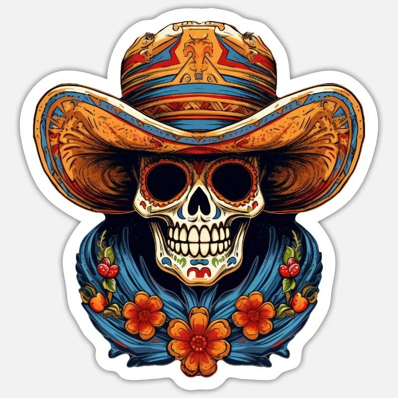 Cinco de Mayo Skull - Sticker size S (10 x 10 cm) - white matte