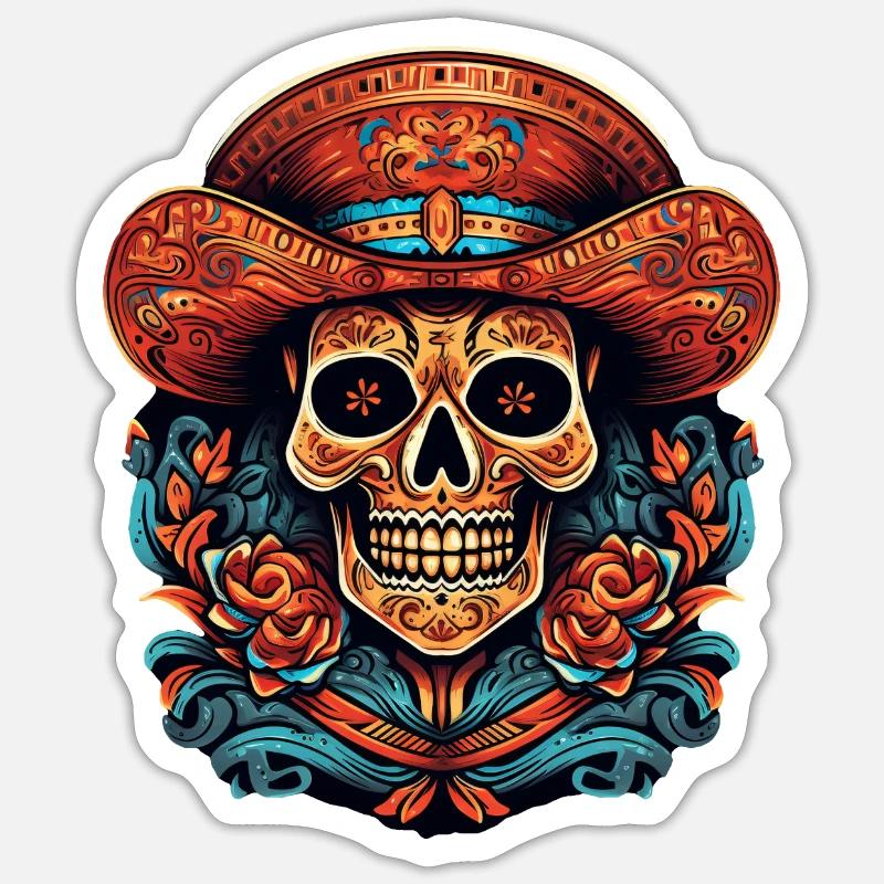 Cinco de Mayo Skull - Sticker size S (10 x 10 cm) - white matte