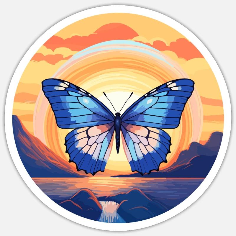 Blauer Morpho-Schmetterling Sticker Größe S (10 x 10 cm)