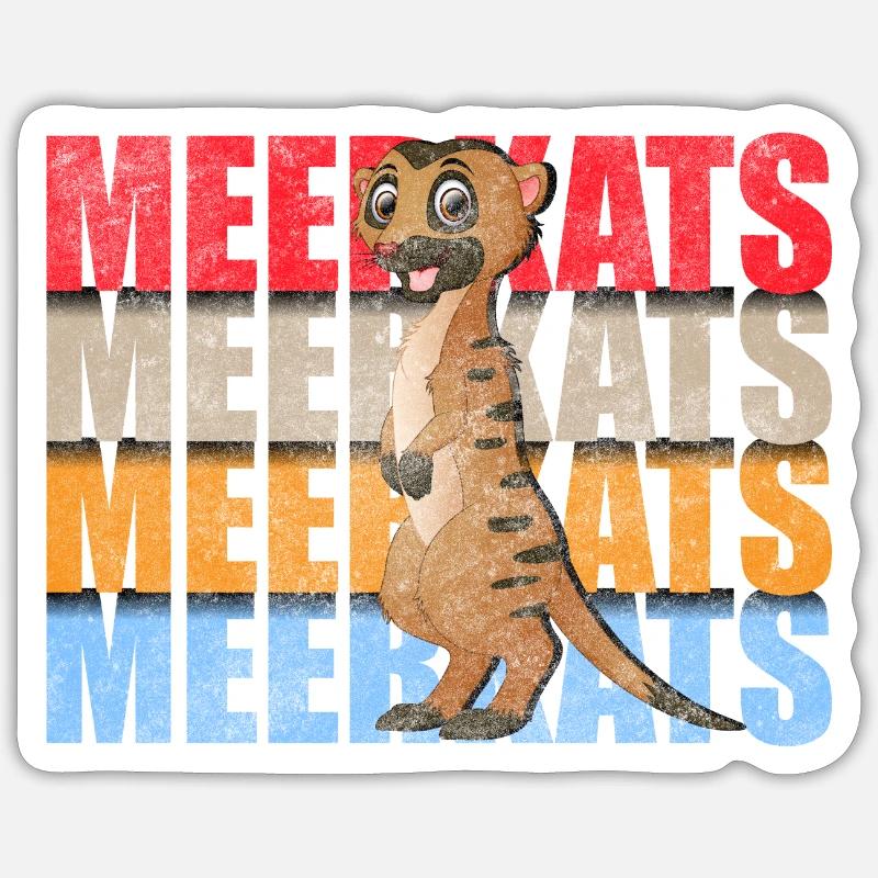 Suricate Zoo Mignon - Sticker taille S (10 x 10 cm) - blanc mat