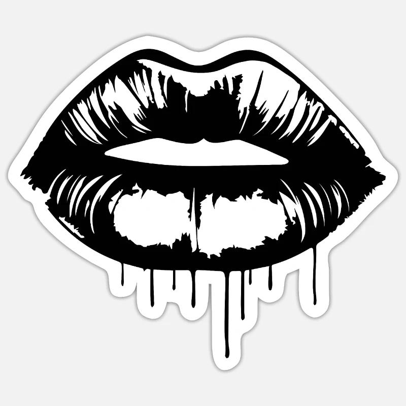 Lèvres, bouche, baisers lèvres - Sticker taille S (10 x 10 cm) - blanc mat