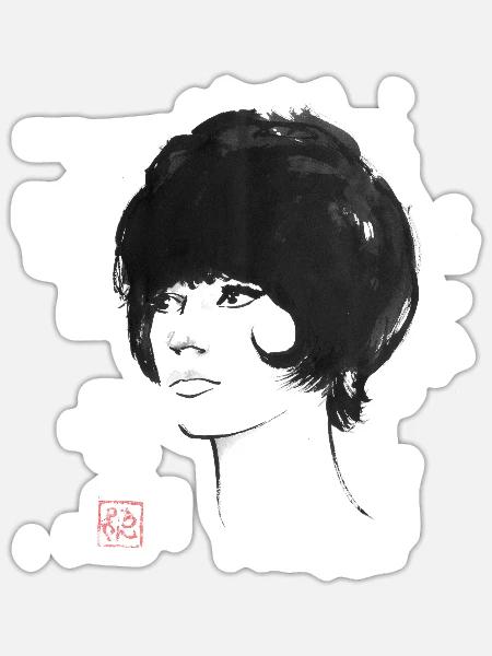 60er Jahre Haarschnitt - Sticker Größe S (10 x 10 cm) - Mattweiß