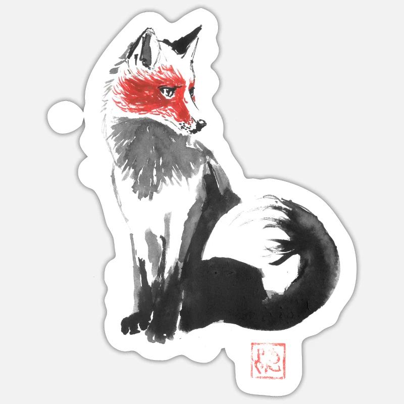fox - Sticker taille S (10 x 10 cm) - blanc mat