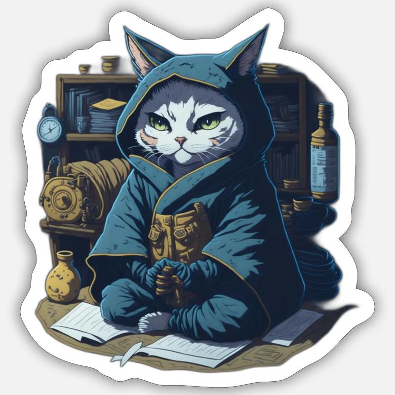 chat ninja en pyjama, experts de l'infiltration Sticker taille S (10 x 10 cm)