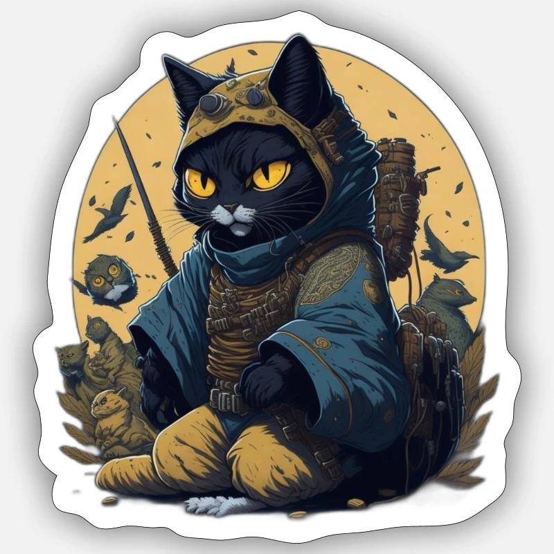 chat ninja en pyjama, experts de l'infiltration Sticker taille S (10 x 10 cm)