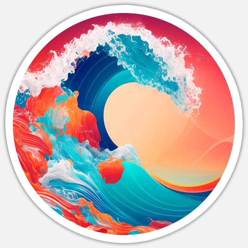 mega wave / big wave/ Monsterwelle - Sticker size S (10 x 10 cm) - white matte