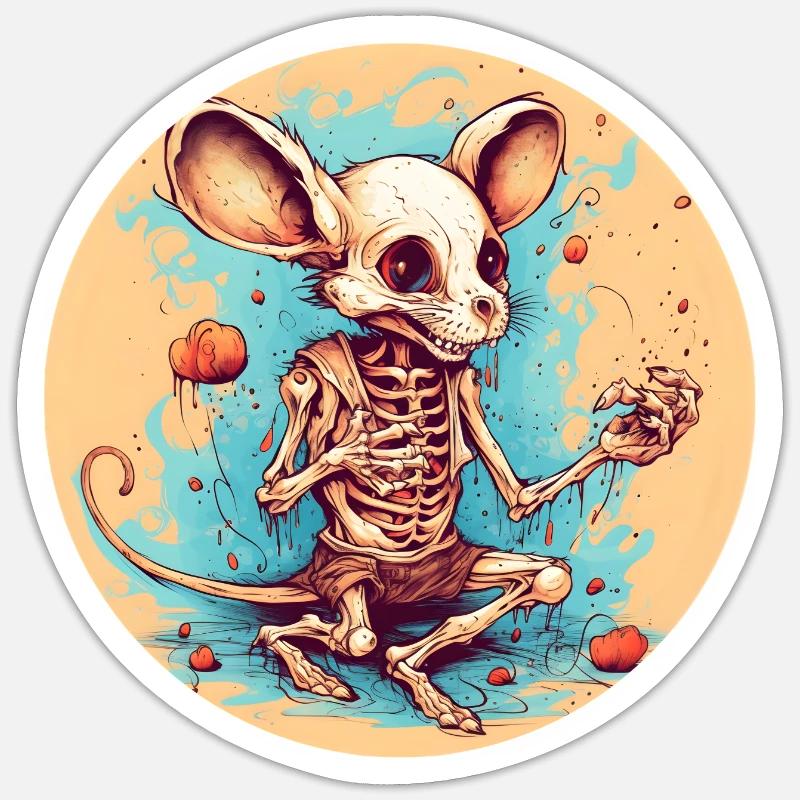 Magic Skeleton Mouse - Sticker Größe S (10 x 10 cm) - Mattweiß