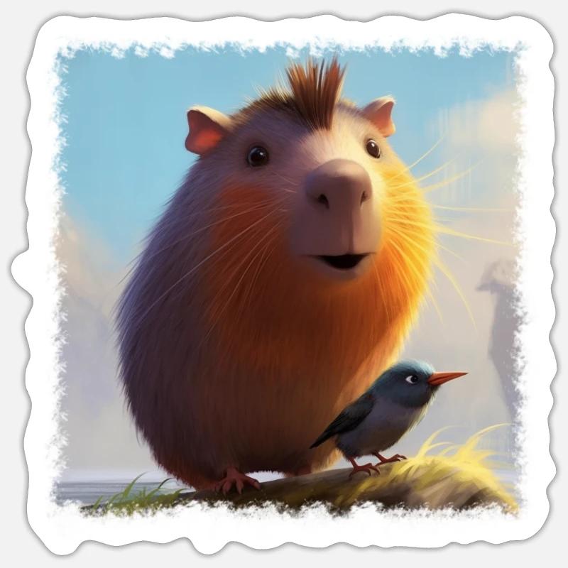 cute capybara - Sticker size S (10 x 10 cm) - white matte
