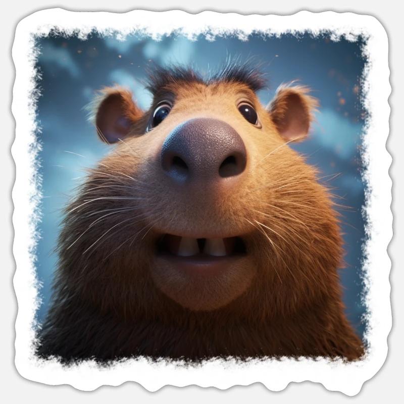 cute capybara - Sticker size S (10 x 10 cm) - white matte