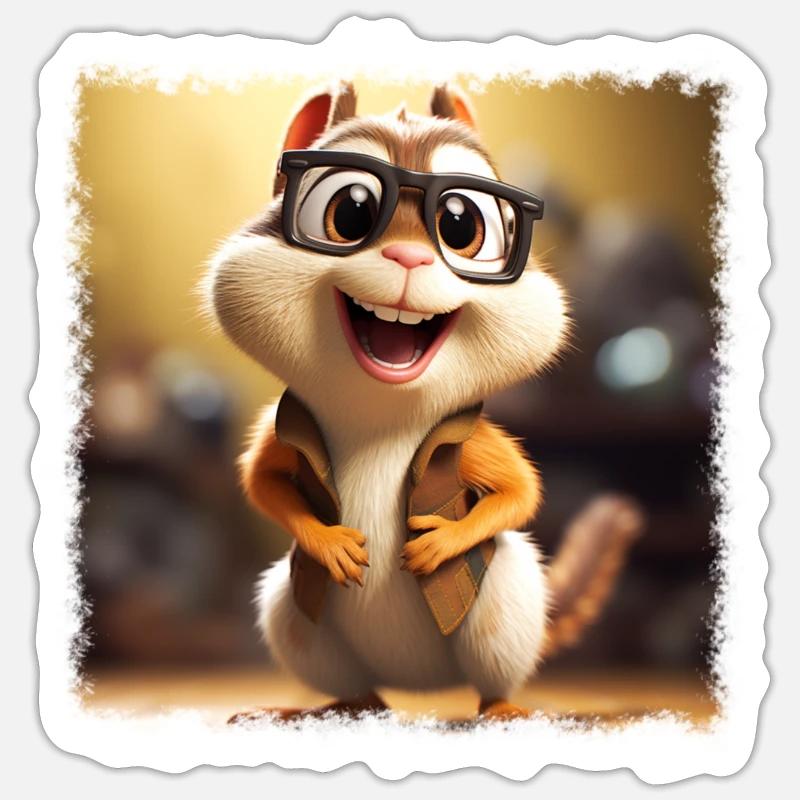 funny chipmunk - Sticker size S (10 x 10 cm) - white matte