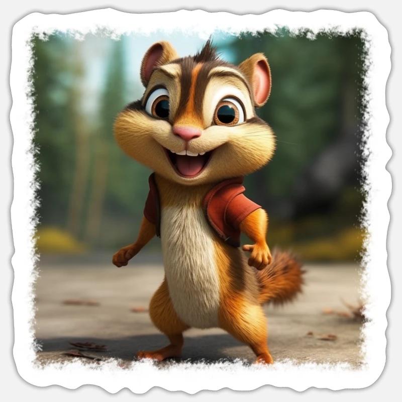 cool chipmunk - Sticker size S (10 x 10 cm) - white matte