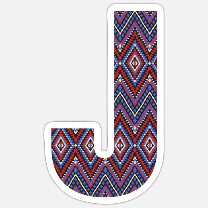 Monogramm Buchstabe J - Boho buntes Design Sticker Größe S (10 x 10 cm)