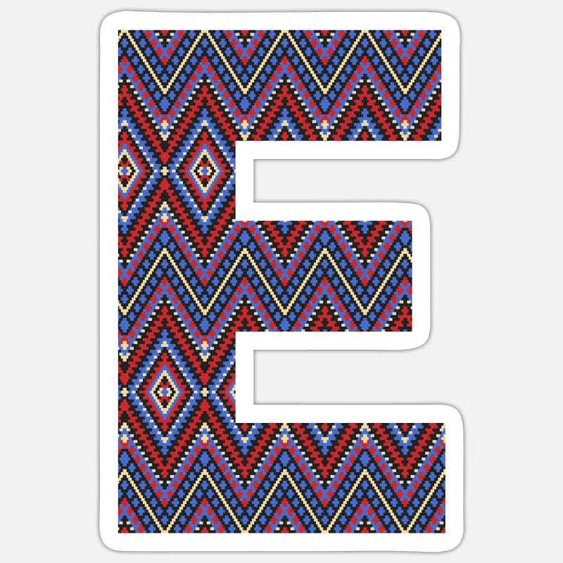 Monogramm Buchstabe E- boho buntes Design - Sticker Größe S (10 x 10 cm) - Mattweiß