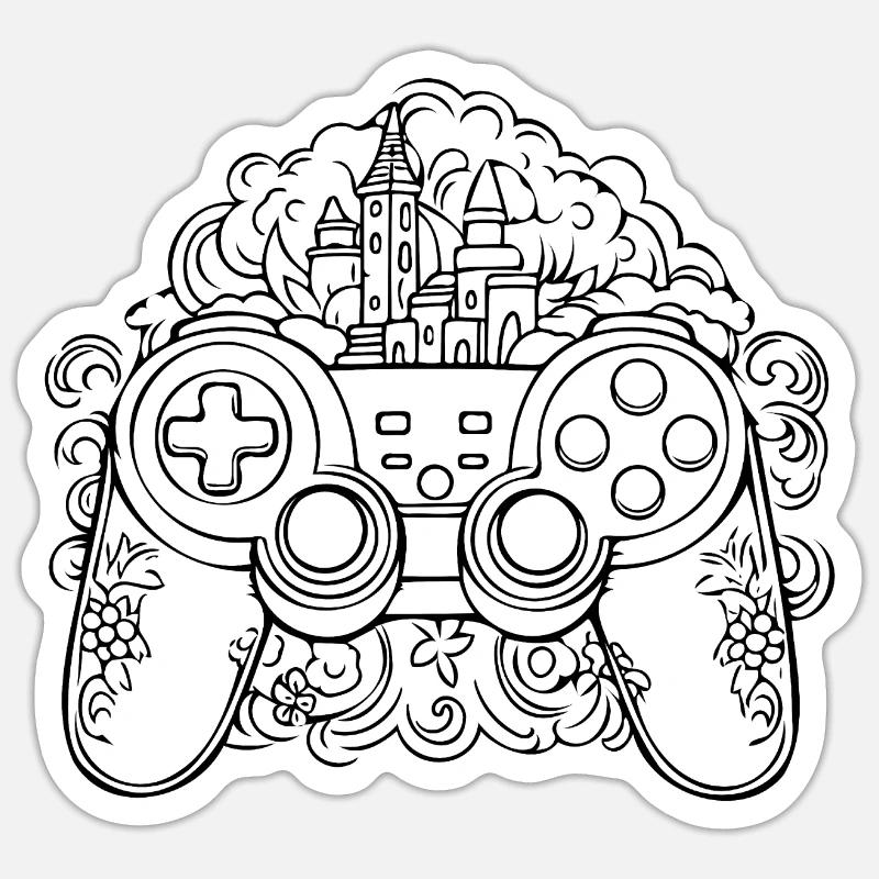 Controller Gaming Videospiele Gamepad - Sticker Größe S (10 x 10 cm) - Mattweiß