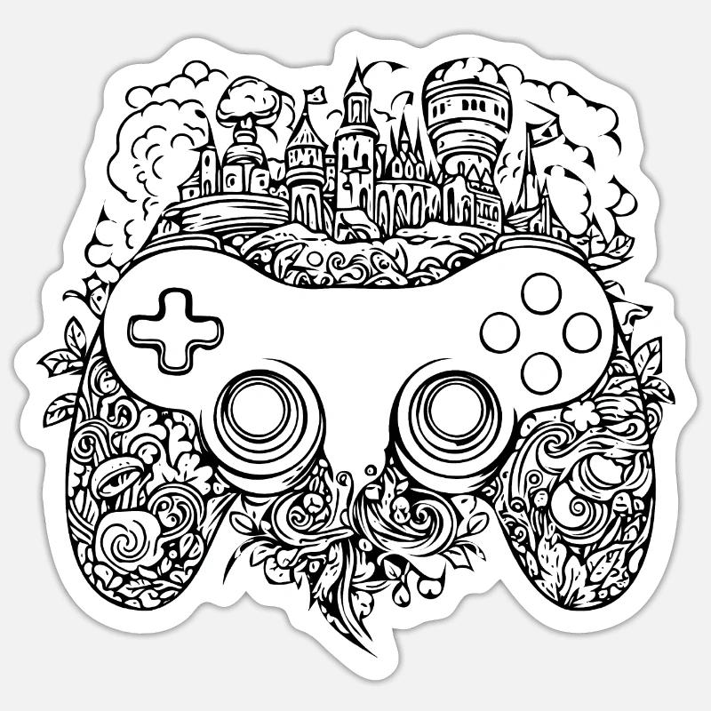 Controller Gaming Videospiele Gamepad - Sticker Größe S (10 x 10 cm) - Mattweiß