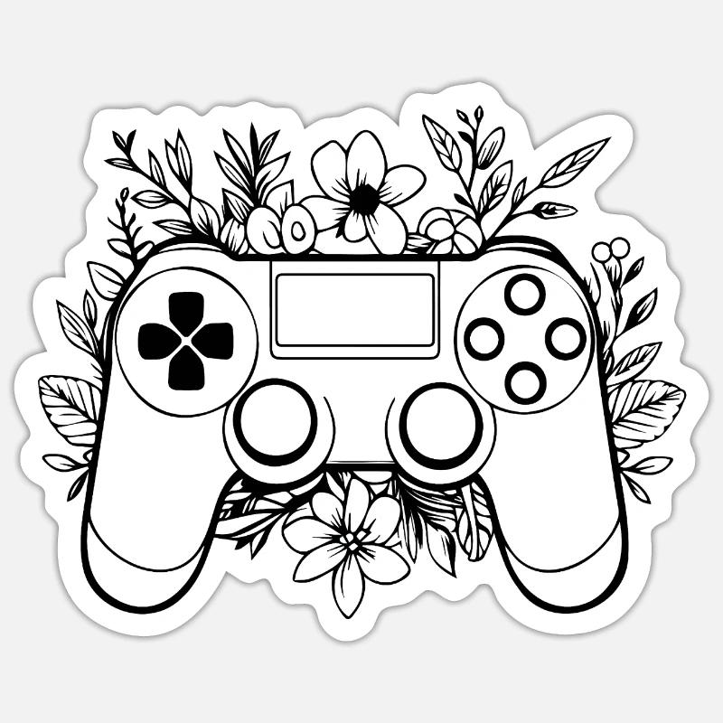 Controller Gaming Videospiele Gamepad - Sticker Größe S (10 x 10 cm) - Mattweiß