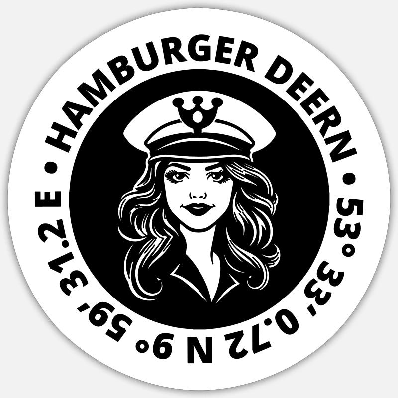 hamburger Deern - Sticker Größe S (10 x 10 cm) - Mattweiß