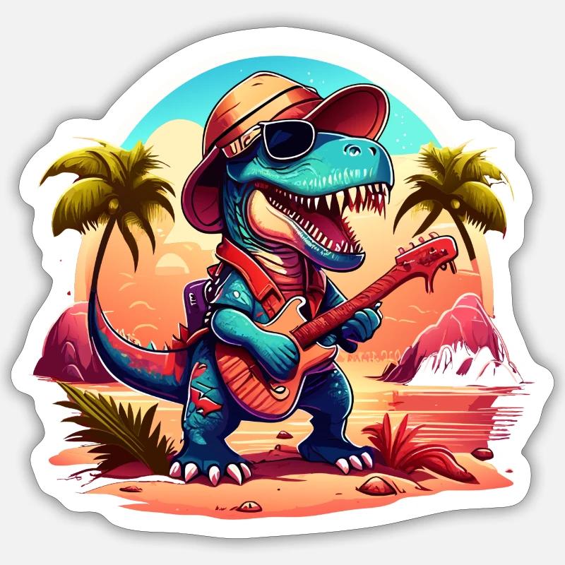 Funky T-Rex - Sticker size S (10 x 10 cm) - white matte
