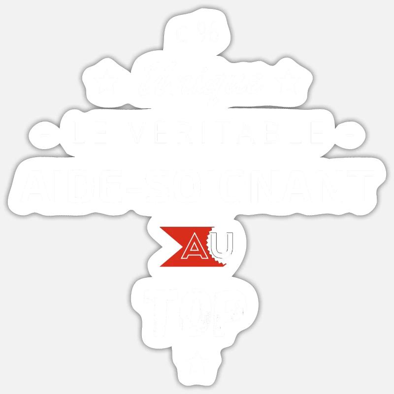 Le véritable Aide soignant au top - Sticker taille S (10 x 10 cm) - blanc mat