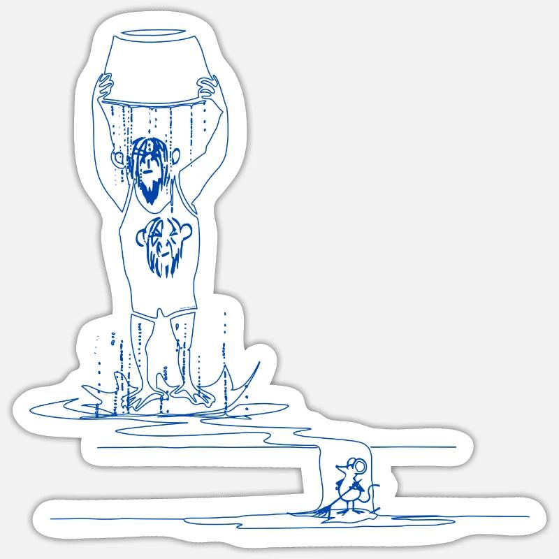 Chimpanzé et eau Sticker taille S (10 x 10 cm)