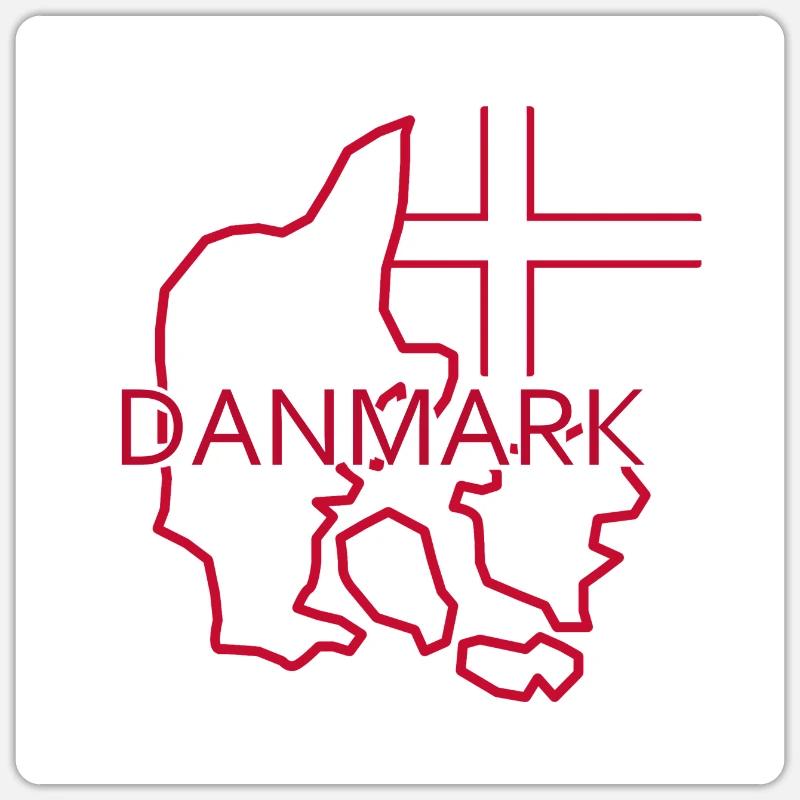 Carte du Danemark - Sticker taille S (10 x 10 cm) - blanc mat