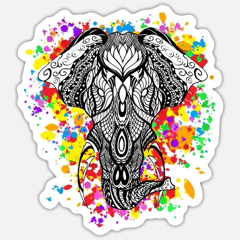 Elefant Regenbogen - Sticker Größe S (10 x 10 cm) - Mattweiß