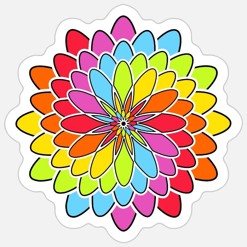 Fleur arc-en-ciel - Sticker taille S (10 x 10 cm) - blanc mat