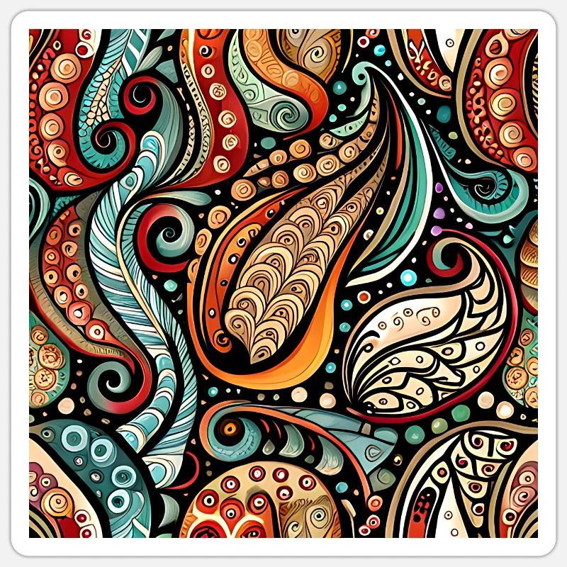 Zentangle Paisley Pattern - Sticker size S (10 x 10 cm) - white matte