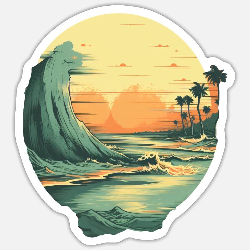 Plage - Sticker taille S (10 x 10 cm) - blanc mat