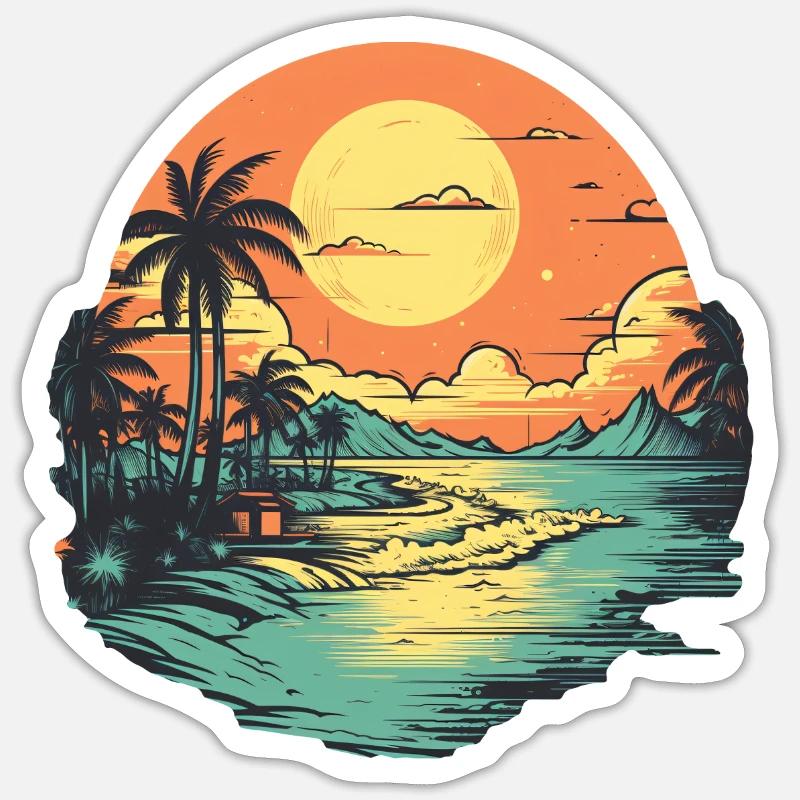 Beach - Sticker size S (10 x 10 cm) - white matte