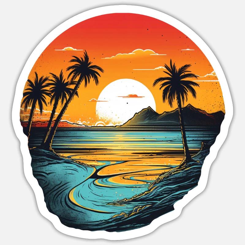 Beach - Sticker size S (10 x 10 cm) - white matte