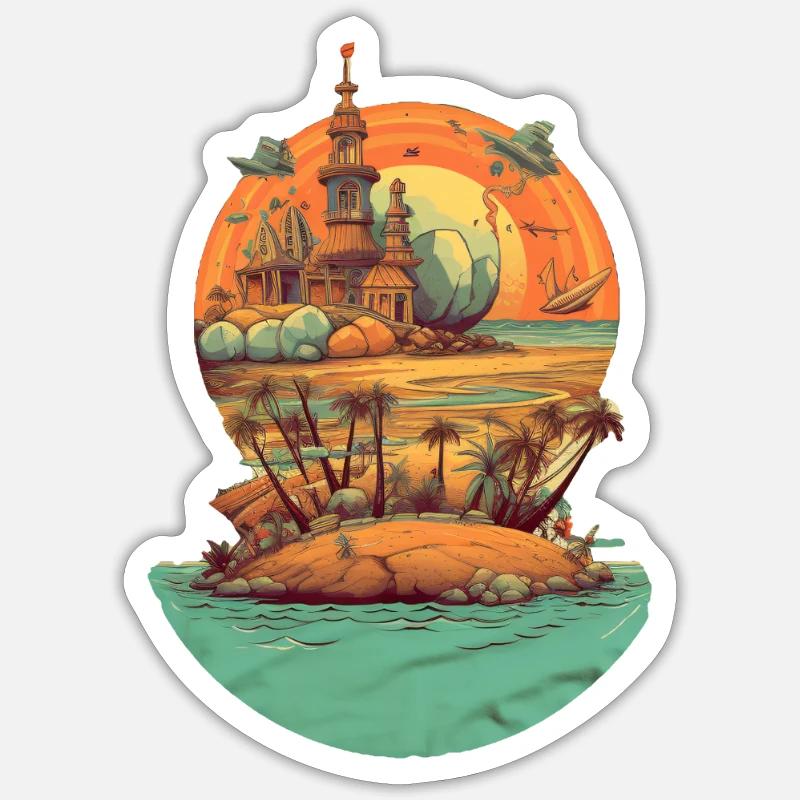 Beach - Sticker size S (10 x 10 cm) - white matte